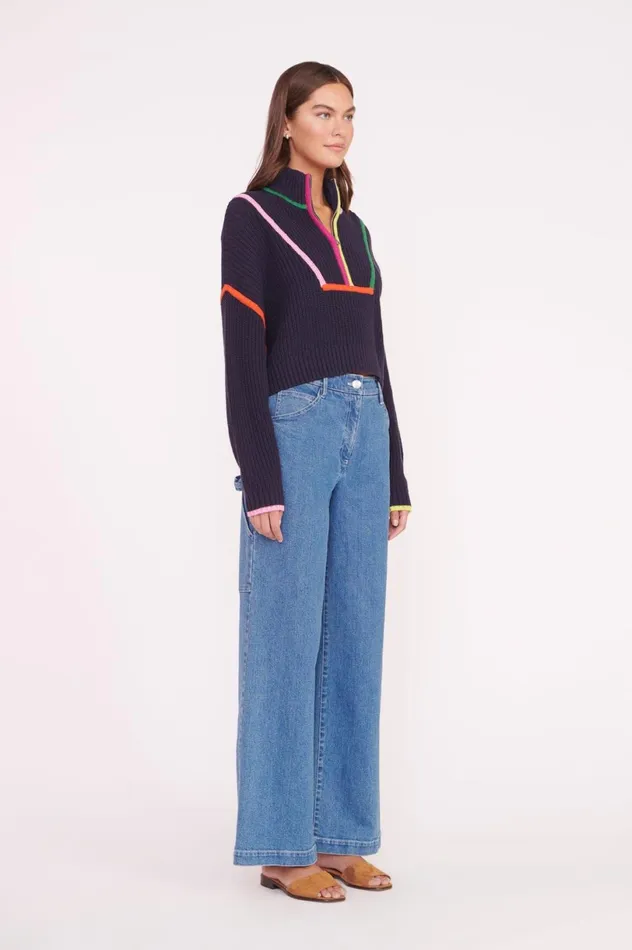 Women Sweaters STAUD STAUD CROPPED HAMPTON SWEATER NAVY MULTI Women Sweaters STAUD STAUD CROPPED HAMPTON SWEATER NAVY MULTI