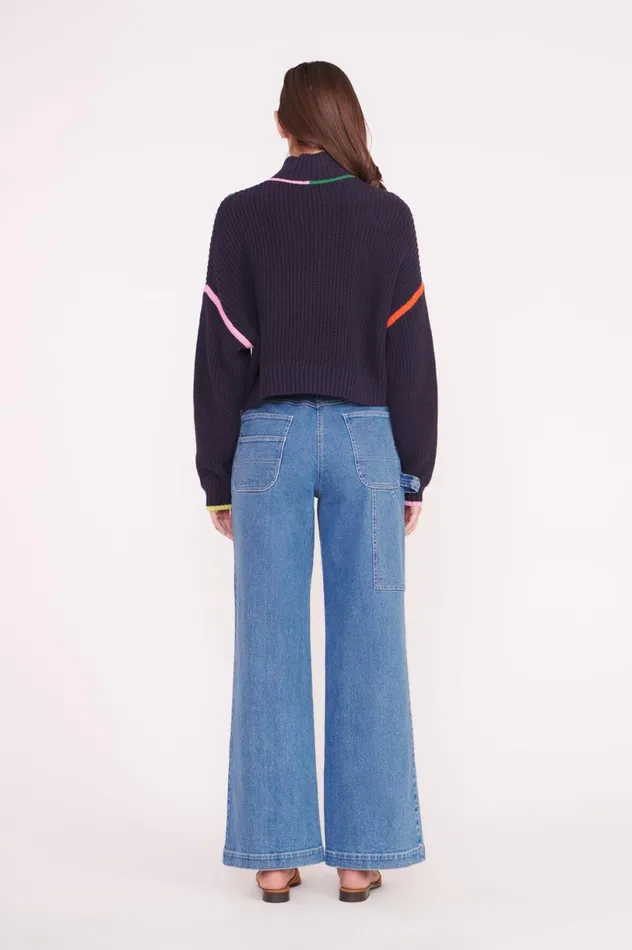 Women Sweaters STAUD STAUD CROPPED HAMPTON SWEATER NAVY MULTI Women Sweaters STAUD STAUD CROPPED HAMPTON SWEATER NAVY MULTI