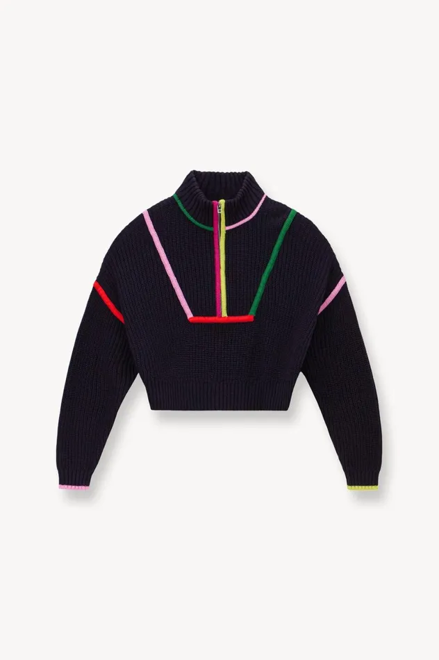 Women Sweaters STAUD STAUD CROPPED HAMPTON SWEATER NAVY MULTI Women Sweaters STAUD STAUD CROPPED HAMPTON SWEATER NAVY MULTI