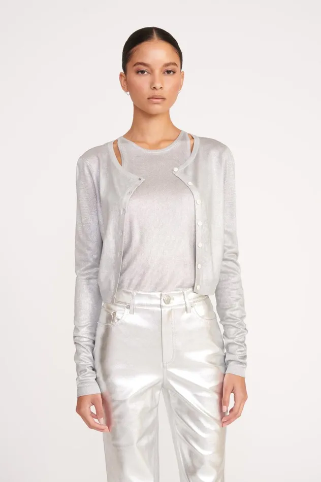 Women Sweaters STAUD STAUD DEANNA CARDIGAN SILVER