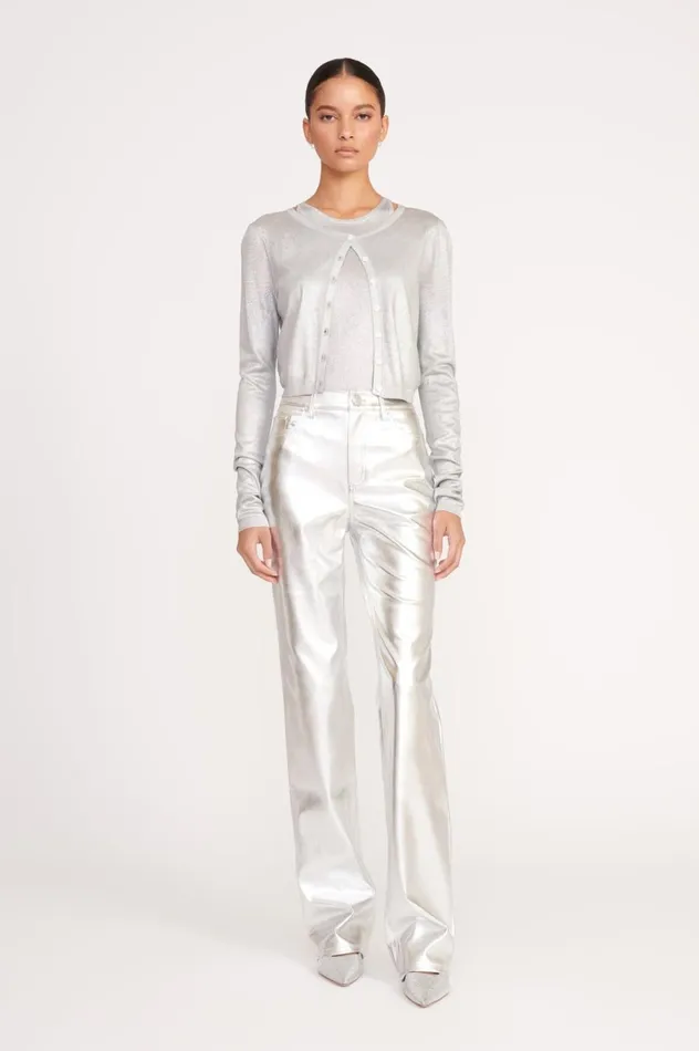 Women Sweaters STAUD STAUD DEANNA CARDIGAN SILVER Women Sweaters STAUD STAUD DEANNA CARDIGAN SILVER
