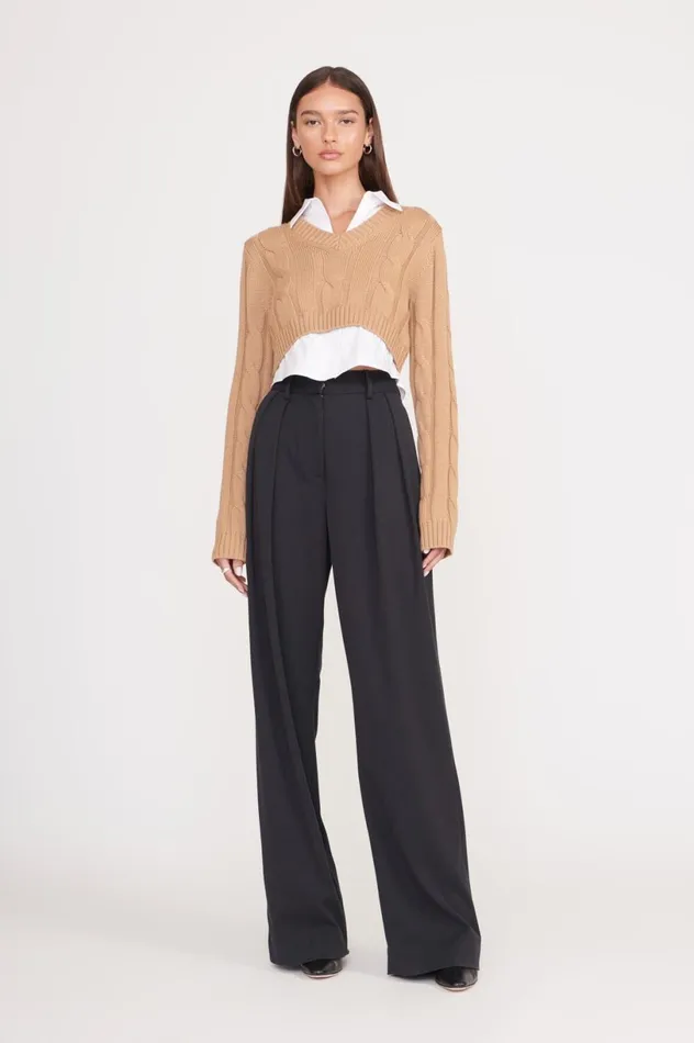 Women Sweaters STAUD STAUD DUKE SWEATER CAMEL WHITE Women Sweaters STAUD STAUD DUKE SWEATER CAMEL WHITE