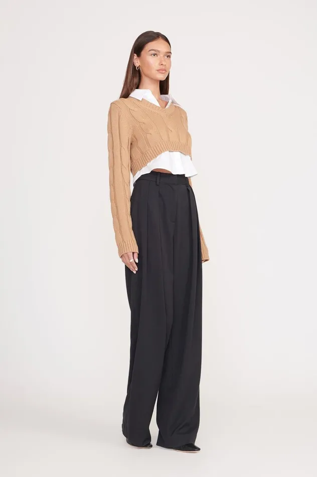 Women Sweaters STAUD STAUD DUKE SWEATER CAMEL WHITE Women Sweaters STAUD STAUD DUKE SWEATER CAMEL WHITE