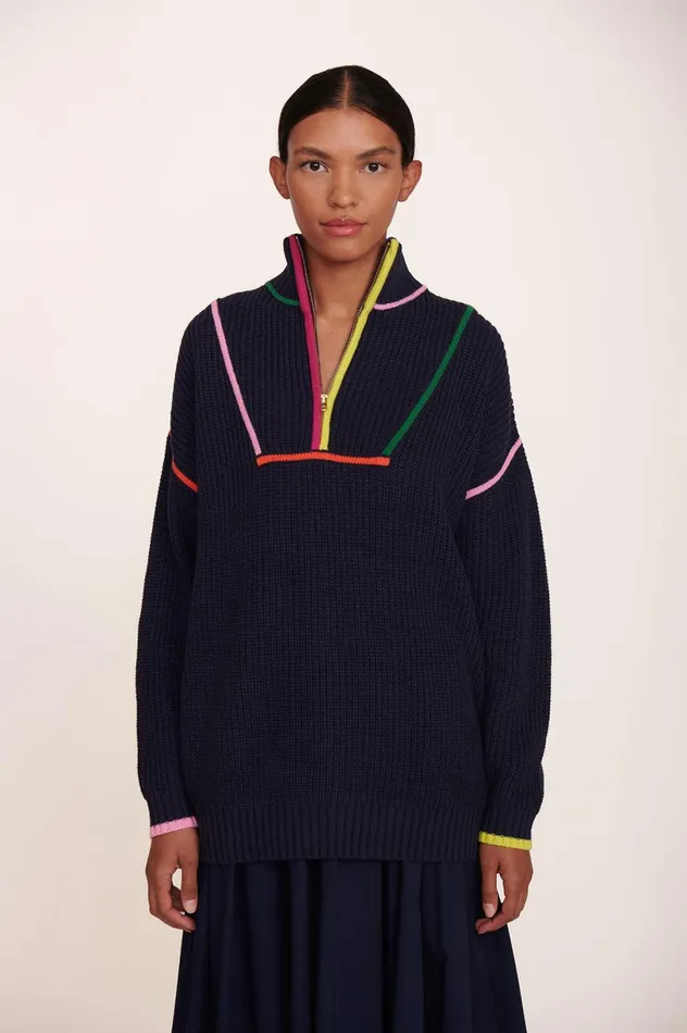 Women Sweaters STAUD STAUD HAMPTON SWEATER NAVY MULTI
