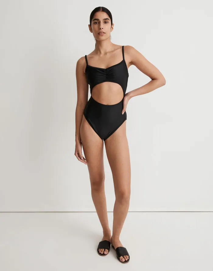 Women Swim Madewell Cinched Cutout OnePiece Swimsuit