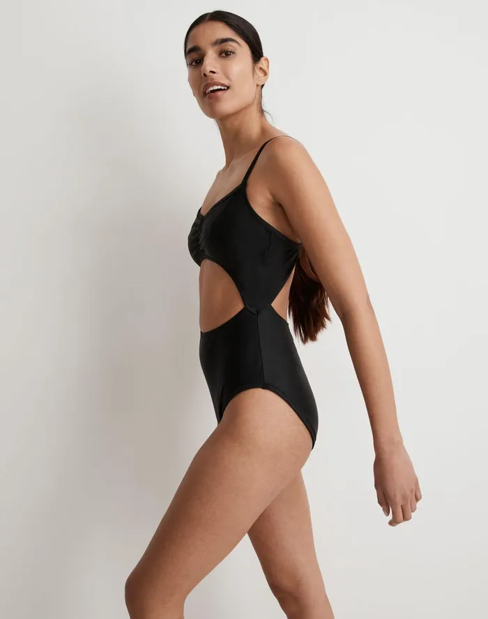 Women Swim Madewell Cinched Cutout OnePiece Swimsuit