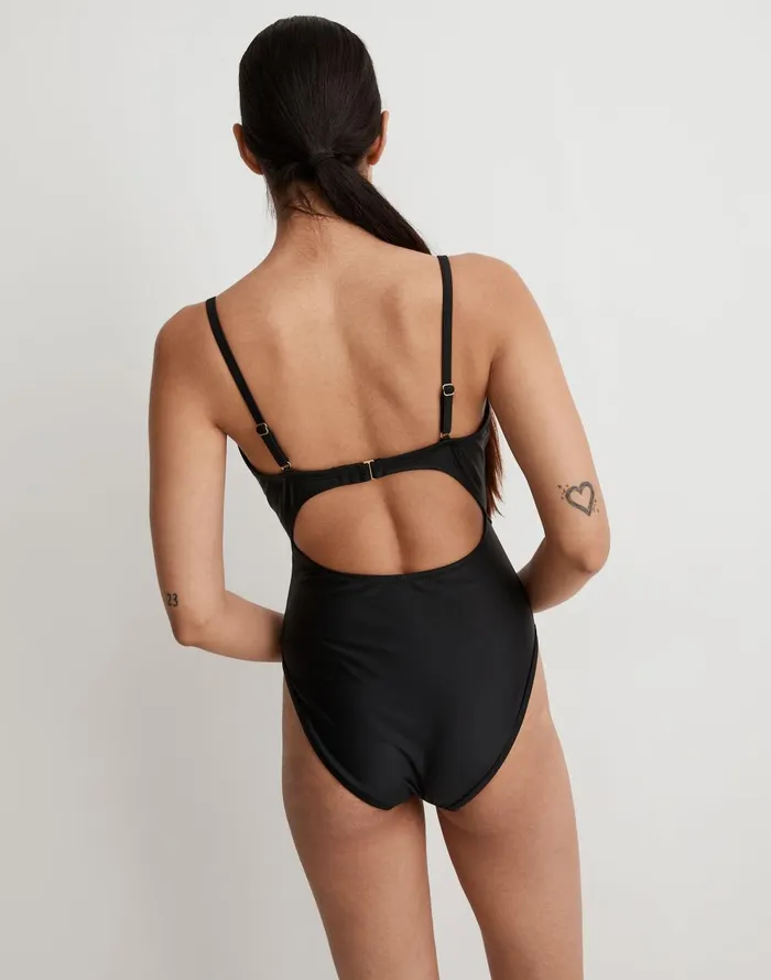 Women Swim Madewell Cinched Cutout OnePiece Swimsuit