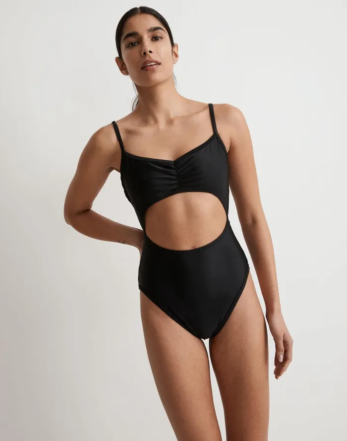 Women Swim Madewell Cinched Cutout OnePiece Swimsuit