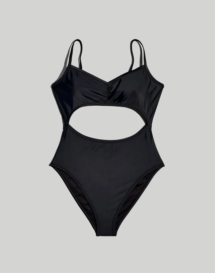 Women Swim Madewell Cinched Cutout OnePiece Swimsuit