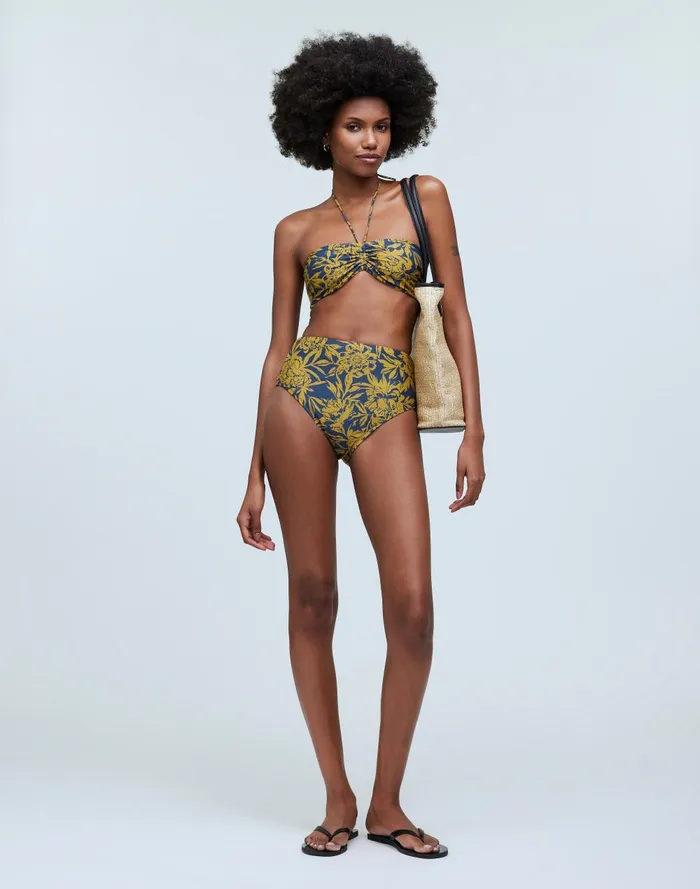 Women Swim Madewell Cinched Halter Bikini Top In Floral