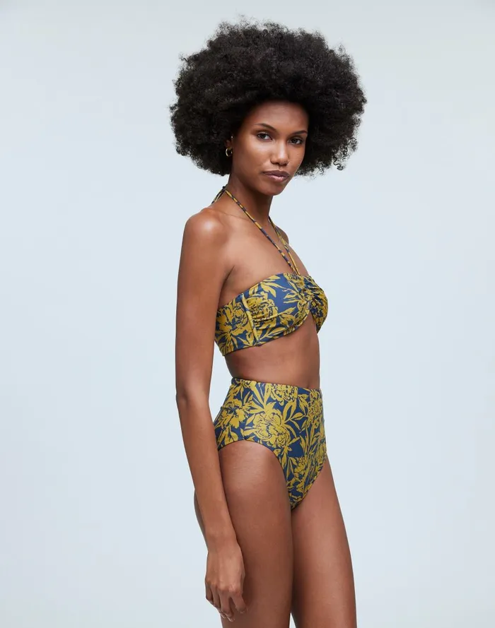 Women Swim Madewell Cinched Halter Bikini Top In Floral