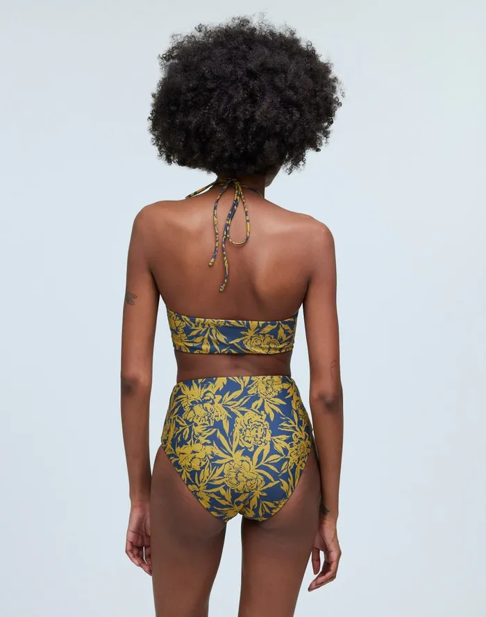Women Swim Madewell Cinched Halter Bikini Top In Floral