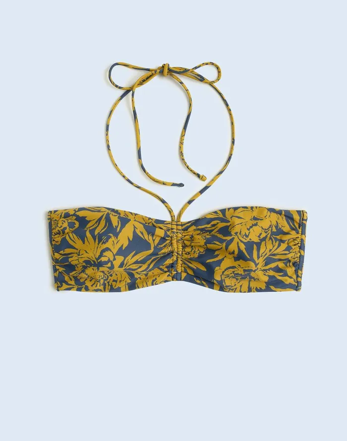 Women Swim Madewell Cinched Halter Bikini Top In Floral