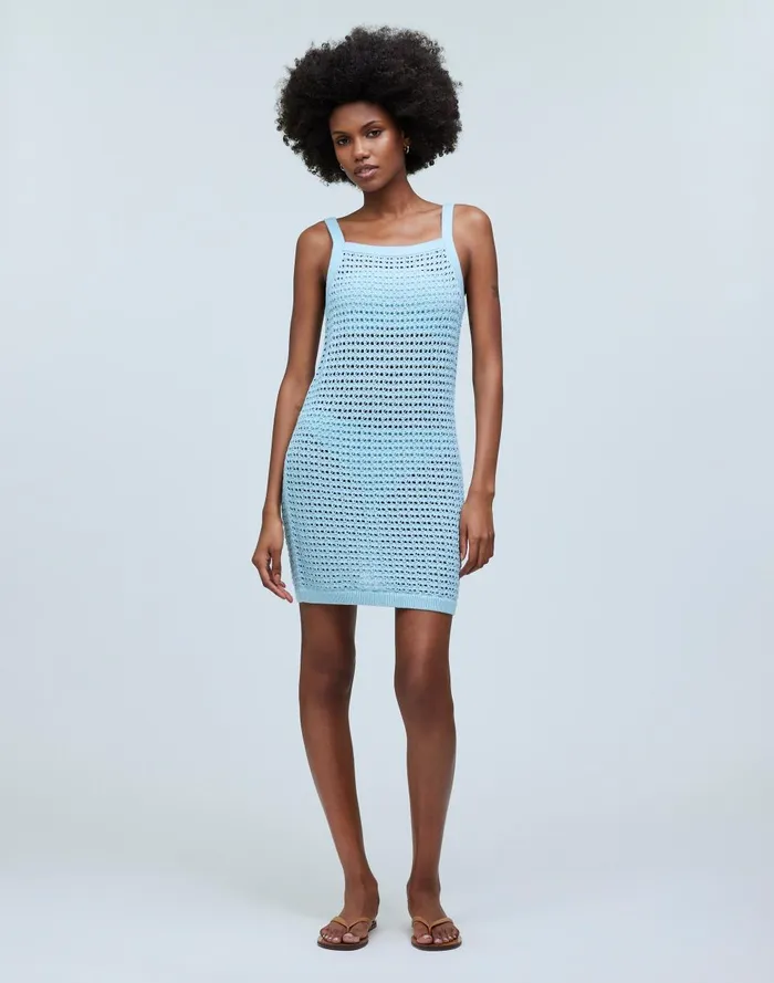 Women Swim Madewell Crochet Cutaway CoverUp Midi Dress