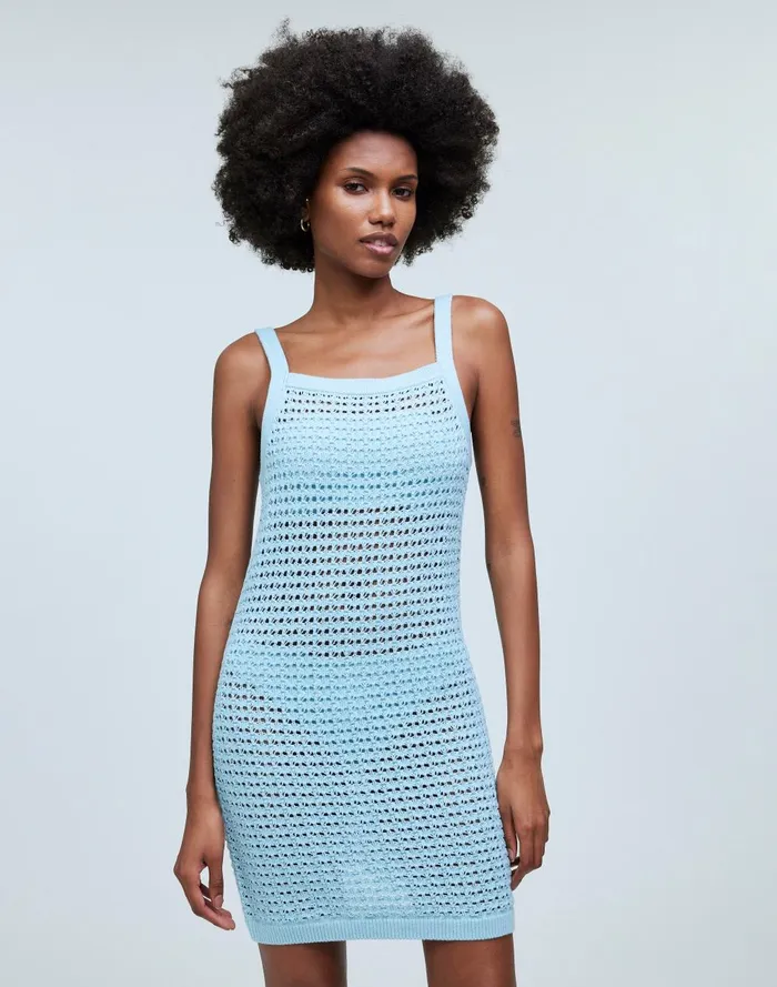 Women Swim Madewell Crochet Cutaway CoverUp Midi Dress