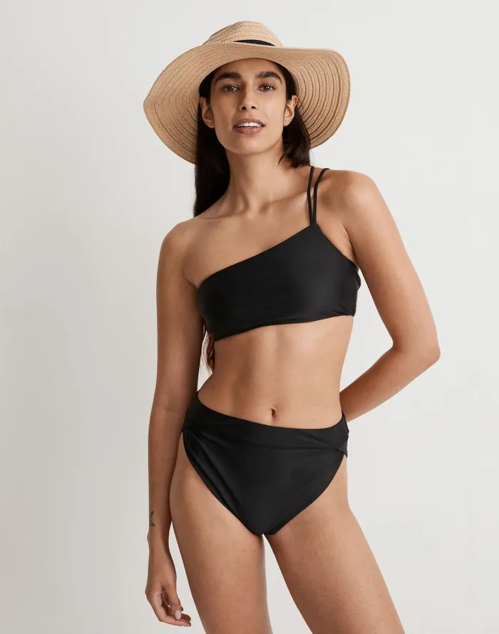 Women Swim Madewell DoubleStrap OneShoulder Bikini Top