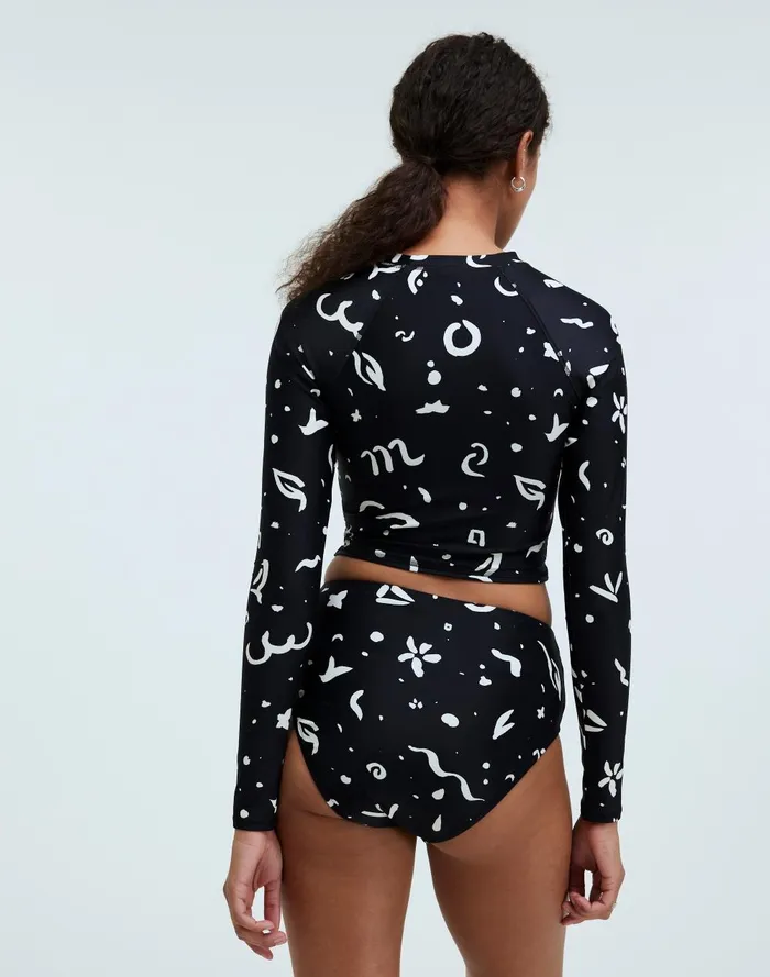 Women Swim Madewell HighWaisted Bikini Bottom In Abstract Doodle