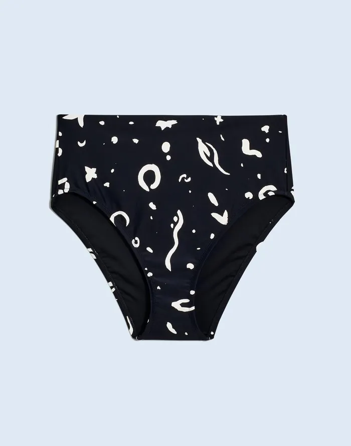 Women Swim Madewell HighWaisted Bikini Bottom In Abstract Doodle