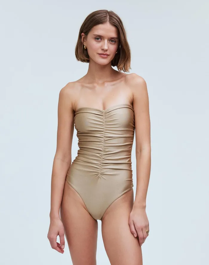 Women Swim Madewell Jade Swim Yara Strapless OnePiece Swimsuit