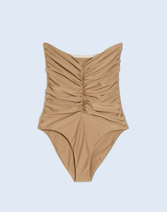 Women Swim Madewell Jade Swim Yara Strapless OnePiece Swimsuit