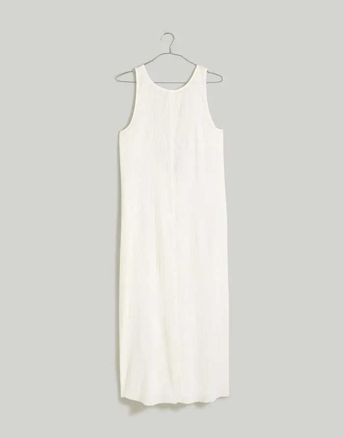 Women Swim Madewell OpenBack Midi CoverUp Dress In Crinkle Cotton