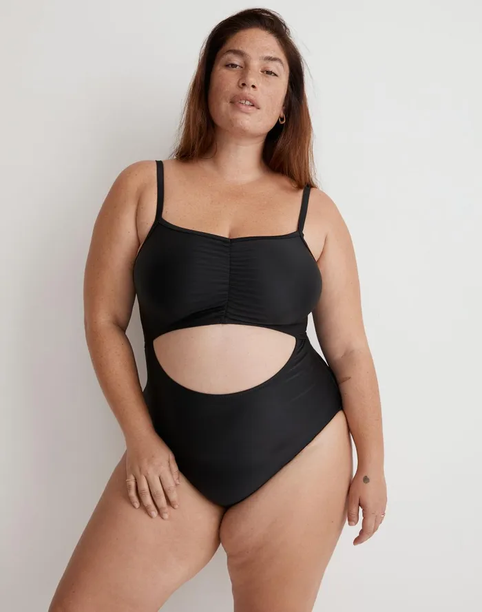Women Swim Madewell Plus Cinched Cutout OnePiece Swimsuit