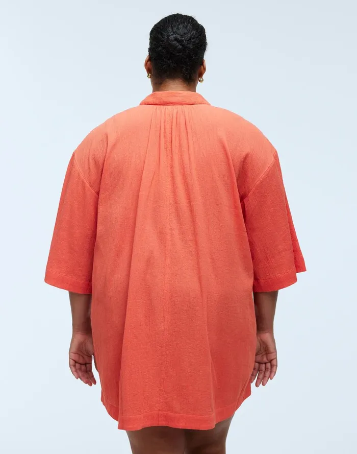 Women Swim Madewell Plus Crinkle Cotton CoverUp Mini Shirtdress