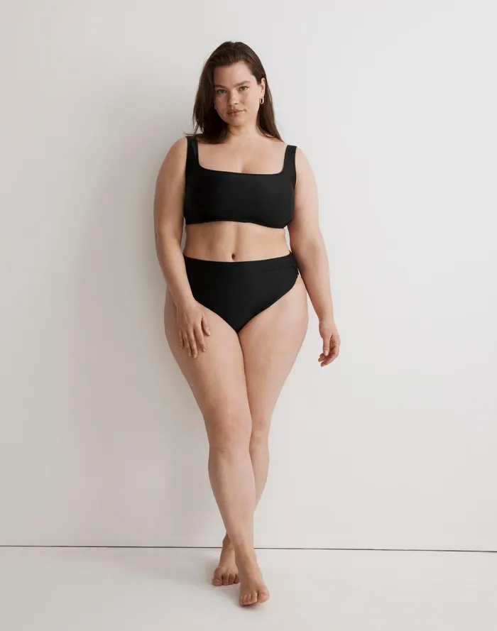 Women Swim Madewell Plus HighRise Crossover Bikini Bottom