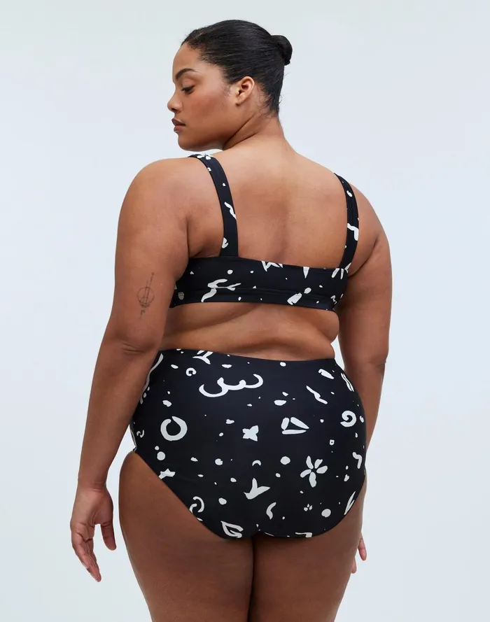 Women Swim Madewell Plus HighWaisted Bikini Bottom In Abstract Doodle