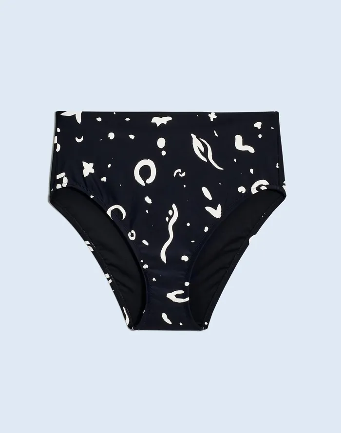 Women Swim Madewell Plus HighWaisted Bikini Bottom In Abstract Doodle