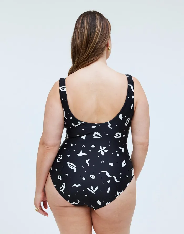 Women Swim Madewell Plus OnePiece Swimsuit In Abstract Doodle