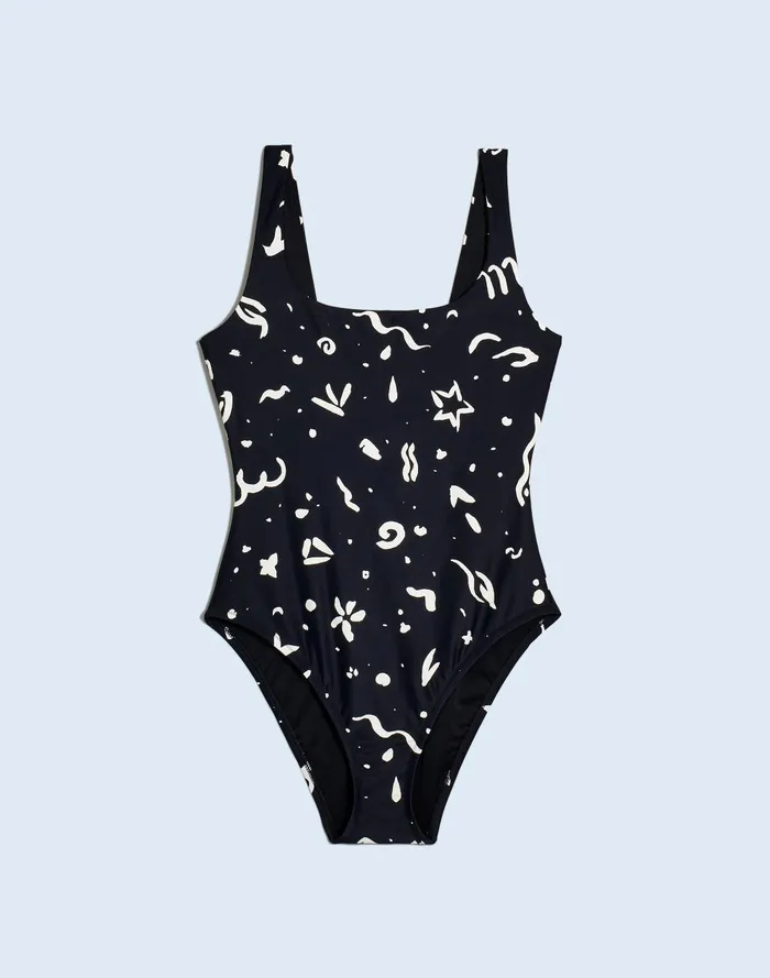 Women Swim Madewell Plus OnePiece Swimsuit In Abstract Doodle