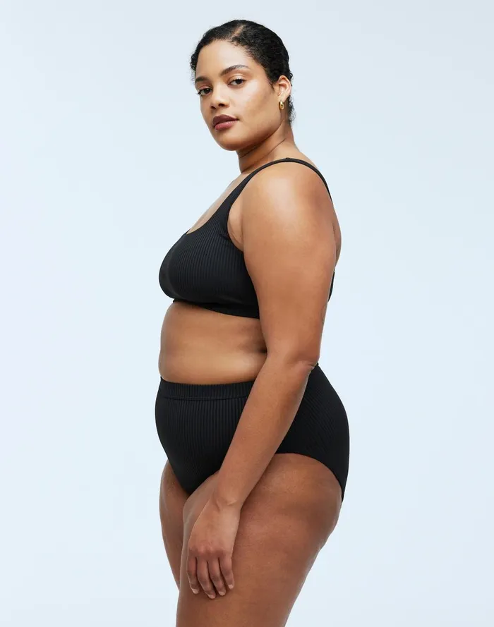 Women Swim Madewell Plus Ribbed SquareNeck Bikini Top