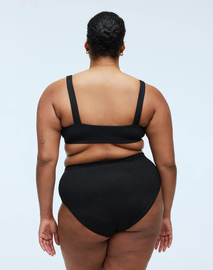 Women Swim Madewell Plus Ribbed SquareNeck Bikini Top