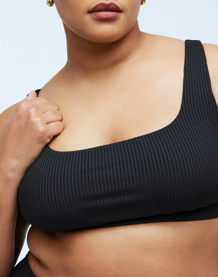 Women Swim Madewell Plus Ribbed SquareNeck Bikini Top