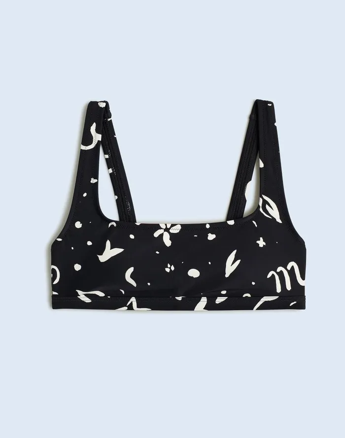 Women Swim Madewell Plus SquareNeck Bikini Top In Abstract Doodle
