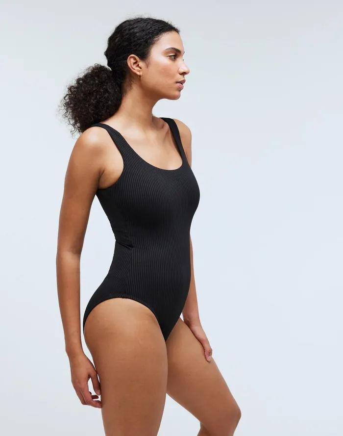 Women Swim Madewell Ribbed ScoopNeck OnePiece Swimsuit