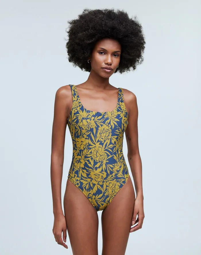 Women Swim Madewell ScoopNeck OnePiece Swimsuit In Floral
