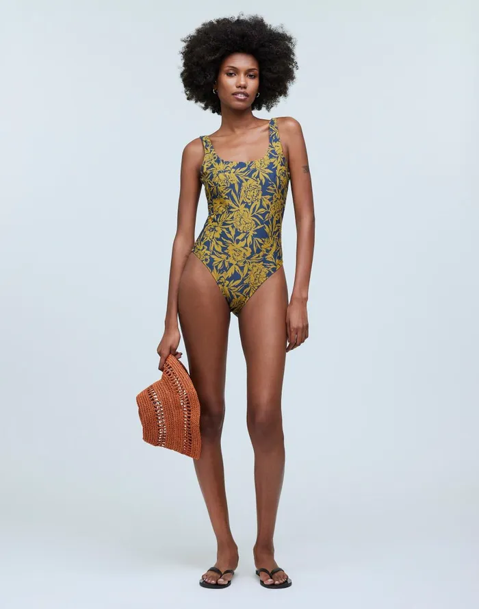Women Swim Madewell ScoopNeck OnePiece Swimsuit In Floral