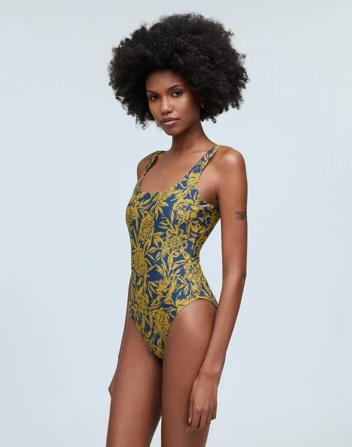 Women Swim Madewell ScoopNeck OnePiece Swimsuit In Floral
