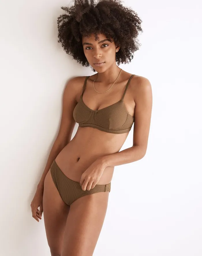 Women Swim Madewell Second Wave Ribbed Classic Cheeky Bikini Bottom