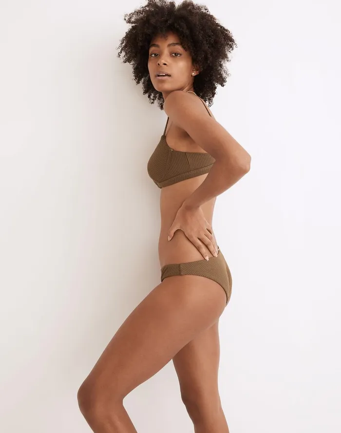 Women Swim Madewell Second Wave Ribbed Classic Cheeky Bikini Bottom