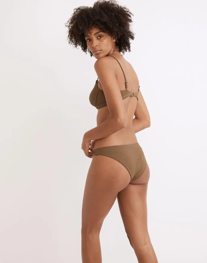 Women Swim Madewell Second Wave Ribbed Classic Cheeky Bikini Bottom