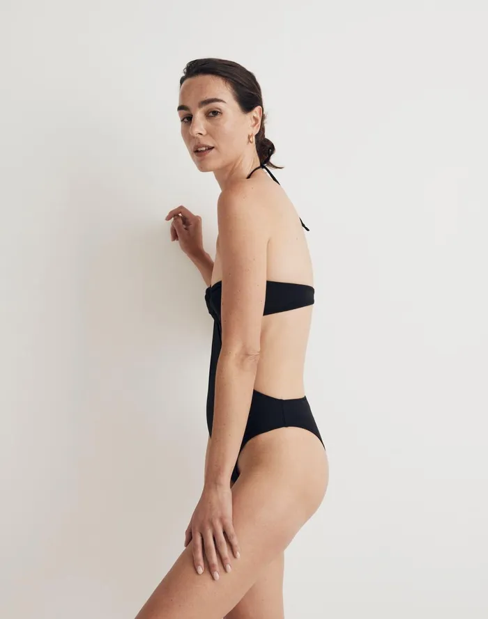 Women Swim Madewell Solid and StripedBlythe OnePiece Swimsuit