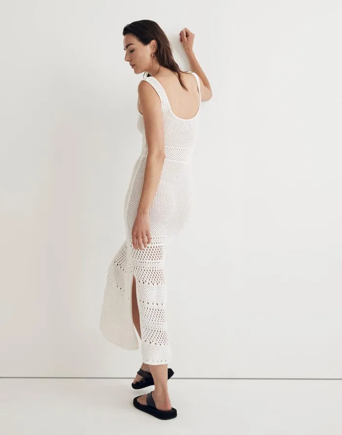 Women Swim Madewell Solid and StripedCrochet Kimberly CoverUp Dress