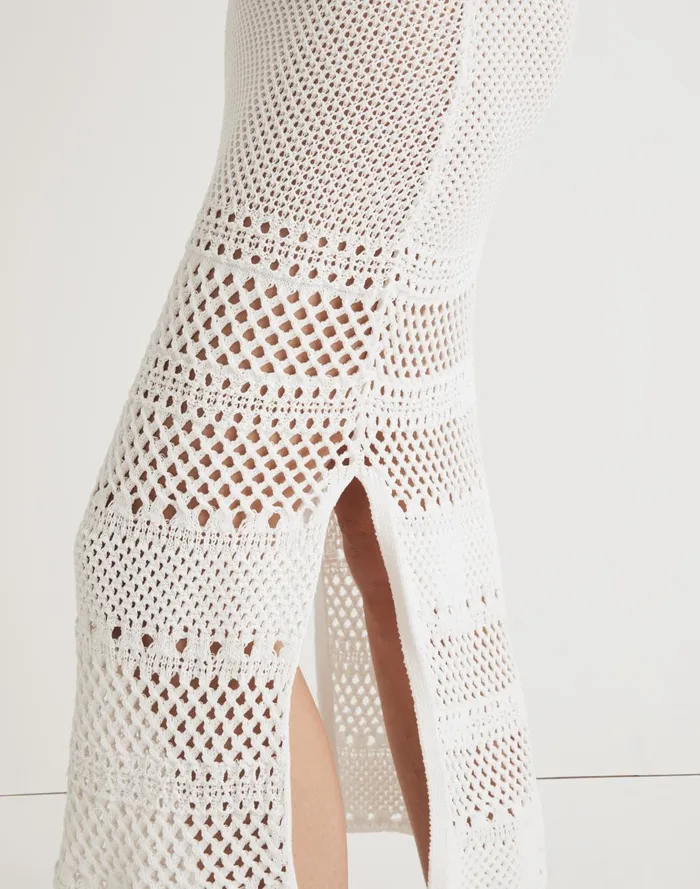 Women Swim Madewell Solid and StripedCrochet Kimberly CoverUp Dress