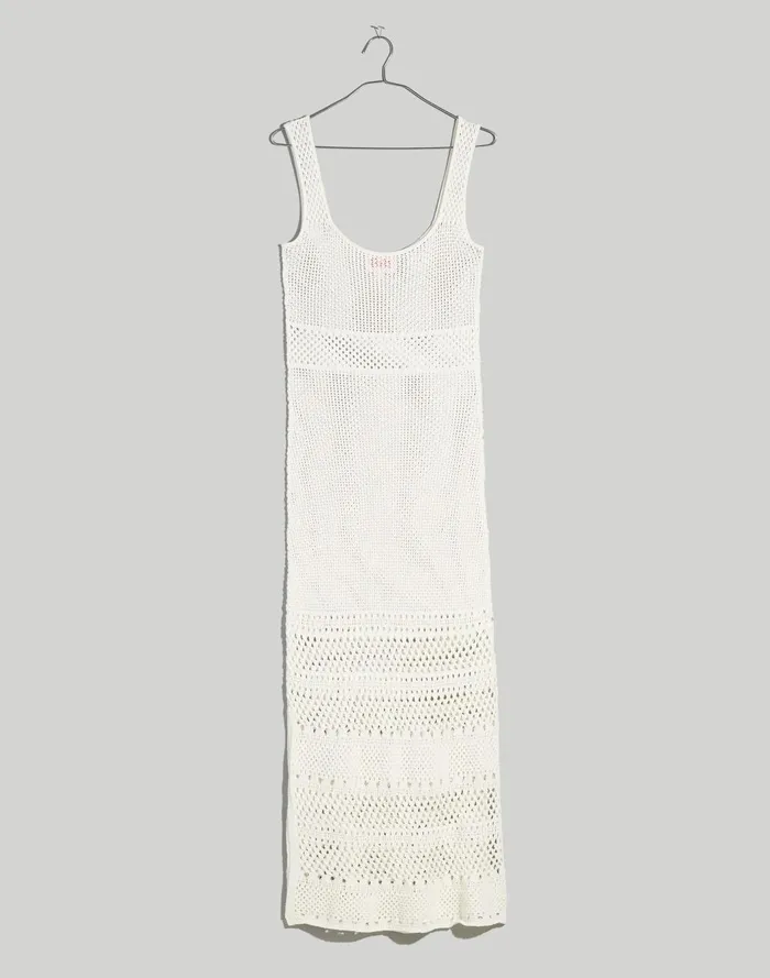 Women Swim Madewell Solid and StripedCrochet Kimberly CoverUp Dress
