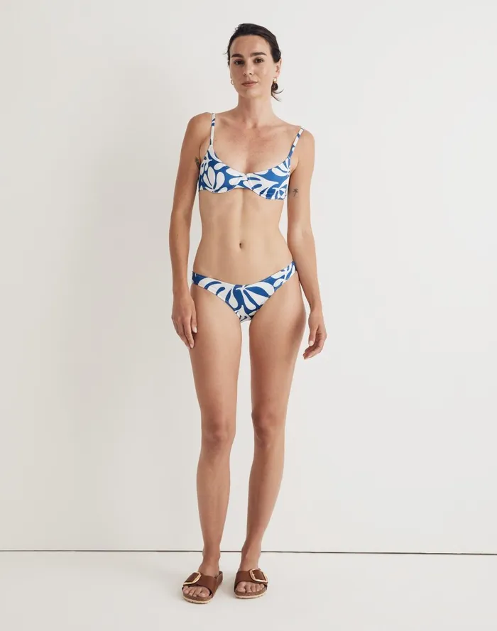 Women Swim Madewell Solid and StripedEva Bikini Top In Leaf Print
