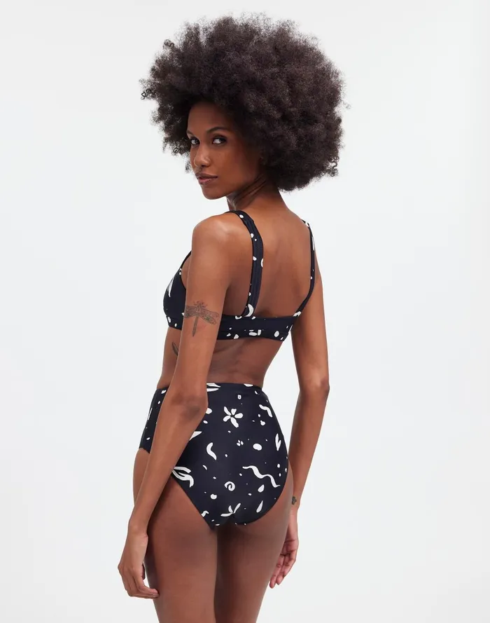 Women Swim Madewell SquareNeck Bikini Top In Abstract Doodle