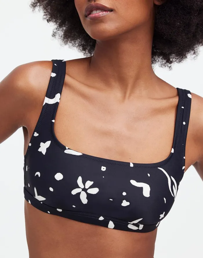 Women Swim Madewell SquareNeck Bikini Top In Abstract Doodle